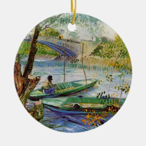 Van Gogh Fishing in the Spring Pont de Clichy Ceramic Ornament