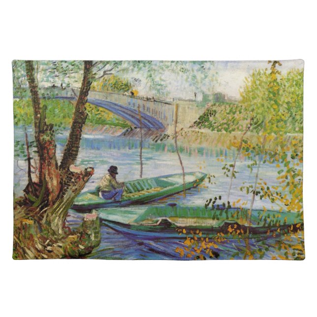 Van Gogh Fishing in the Spring, Pont de Clichy Cloth Placemat (Front)