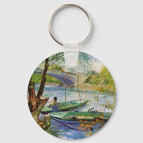 Van Gogh Fishing in the Spring Pont de Clichy Keychain