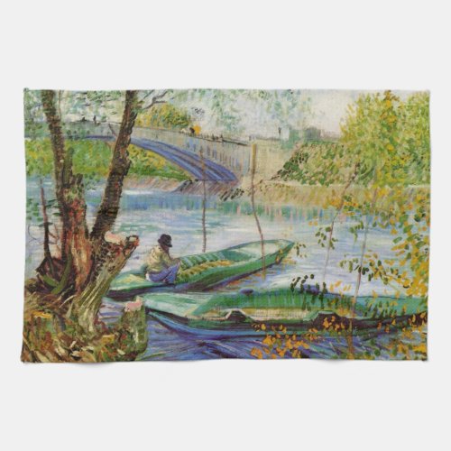 Van Gogh Fishing in the Spring Pont de Clichy Kitchen Towel