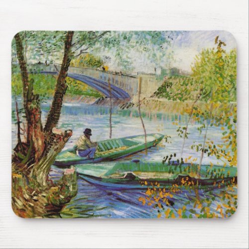 Van Gogh Fishing in the Spring Pont de Clichy Mouse Pad