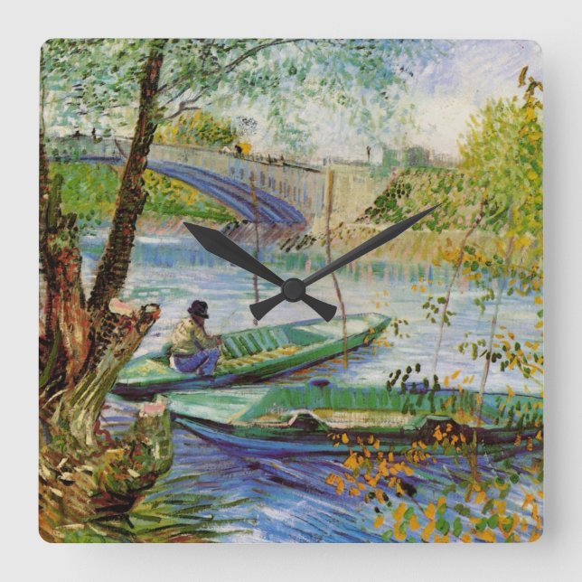 Van Gogh Fishing in the Spring, Pont de Clichy Square Wall Clock (Front)