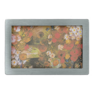 Van Gogh Floral Still Life Red Poppies & Roses Belt Buckle
