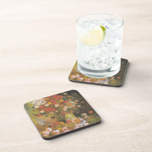 Van Gogh Floral Still Life Red Poppies & Roses Beverage Coaster