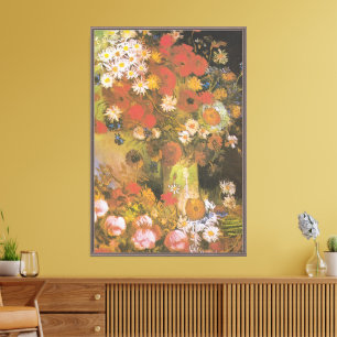 Van Gogh Floral Still Life Red Poppies & Roses Canvas Print