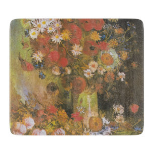 Van Gogh Floral Still Life Red Poppies & Roses Cutting Board