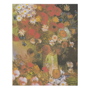 Van Gogh Floral Still Life Red Poppies & Roses Faux Canvas Print