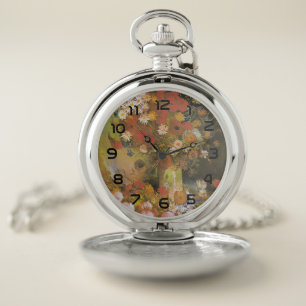 Van Gogh Floral Still Life Red Poppies & Roses Pocket Watch