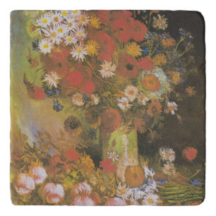 Van Gogh Floral Still Life Red Poppies & Roses Trivet