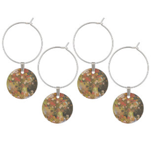 Van Gogh Floral Still Life Red Poppies & Roses Wine Charm