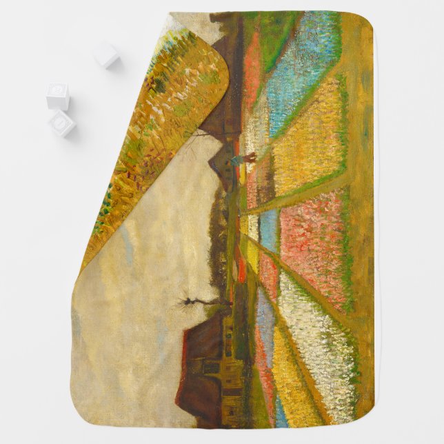 Van Gogh Flower Beds & Farmhouse in Provence Baby Blanket (In Situ)