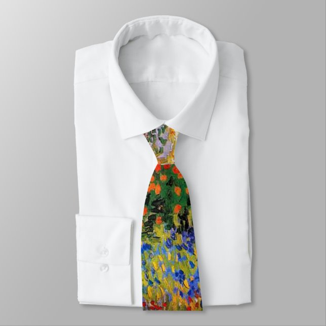Van Gogh - Flower Garden, fine art painting, Neck Tie (Tied)