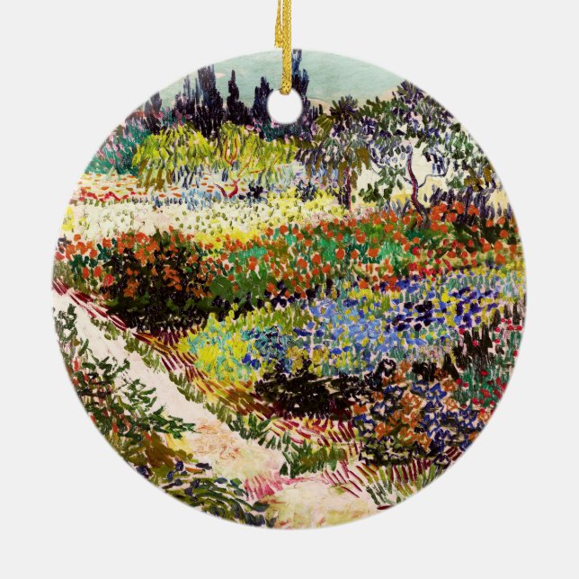 Van Gogh Flowering Garden At Arles Floral Fine Art Ceramic Ornament (Back)