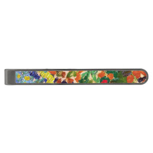 Van Gogh Flowering Garden At Arles Floral Fine Art Gunmetal Finish Tie Clip