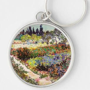 Van Gogh Flowering Garden At Arles Floral Fine Art Keychain