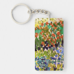 Van Gogh Flowering Garden At Arles Floral Fine Art Keychain