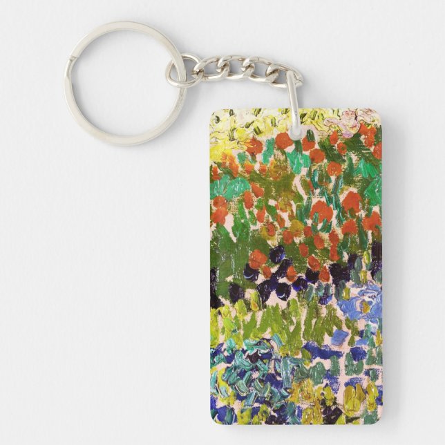 Van Gogh Flowering Garden At Arles Floral Fine Art Keychain (Front)
