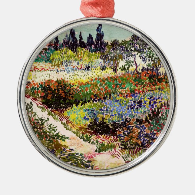 Van Gogh Flowering Garden At Arles Floral Fine Art Metal Ornament (Front)