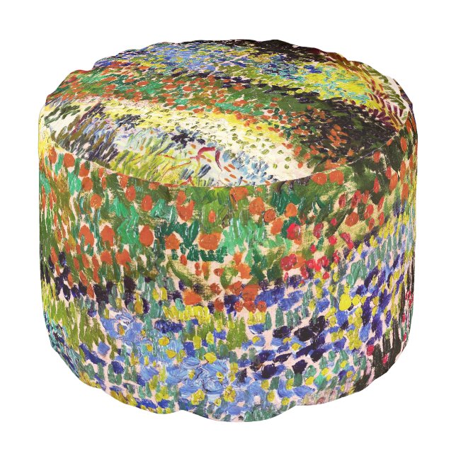 Van Gogh Flowering Garden At Arles Floral Fine Art Pouf (Angled Front)