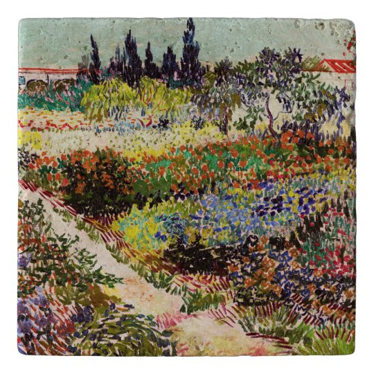 Van Gogh Flowering Garden At Arles Floral Fine Art Trivet | Zazzle.com