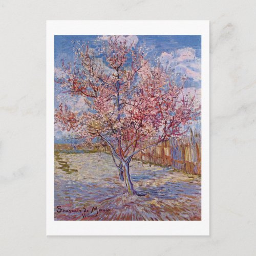 Van Gogh  Flowering Peach Tree  New Address Announcement Postcard