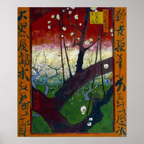 van Gogh Flowering Plum Orchard near Hiroshige Poster