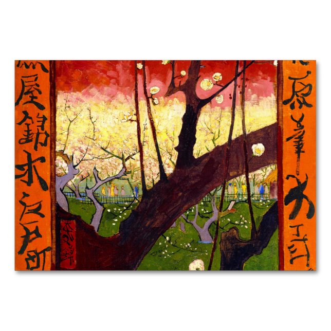 Van Gogh Flowering Plum Tree After Hiroshige Table Number (Front)