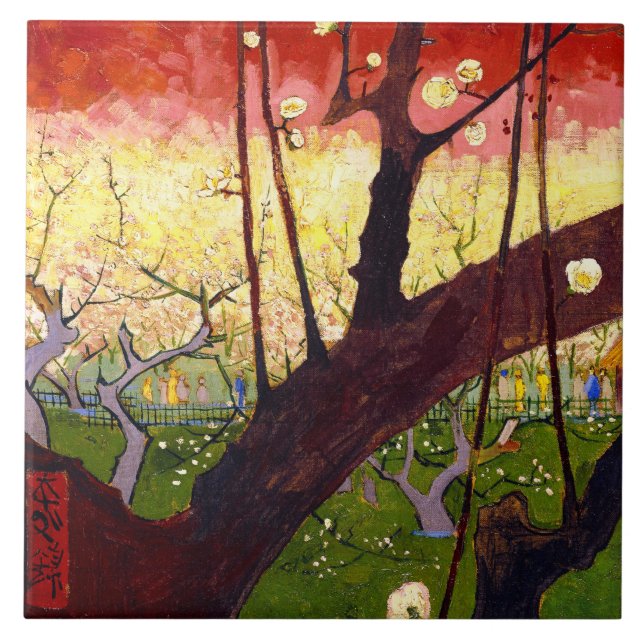 Van Gogh Flowering Plum Tree After Hiroshige Tile (Front)