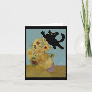 Van Gogh Flowers Cat Sunflowers Card
