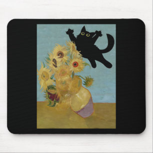 Van Gogh Flowers Cat Sunflowers Mouse Pad