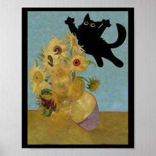 Van Gogh Flowers Cat Sunflowers  Poster