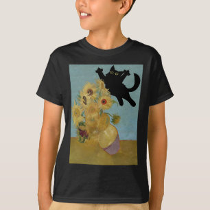 Van Gogh Flowers Cat Sunflowers T-Shirt