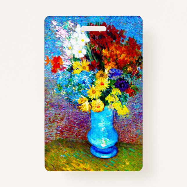 Van Gogh Flowers in a Blue Vase Badge (Front)