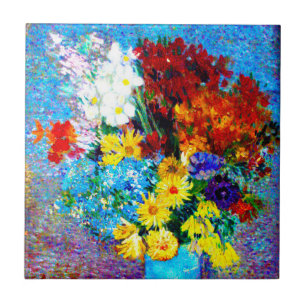 Van Gogh Flowers in a Blue Vase Ceramic Tile
