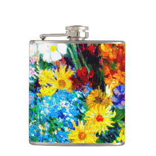 Van Gogh Flowers in a Blue Vase Flask
