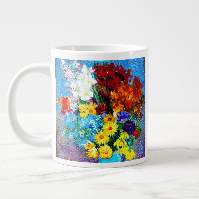 Van Gogh Flowers in a Blue Vase Giant Coffee Mug (Left)