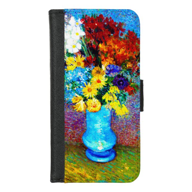 Van Gogh Flowers in a Blue Vase iPhone Wallet Case (Front)