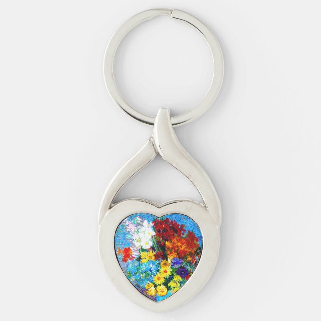 Van Gogh Flowers in a Blue Vase Keychain (Front)