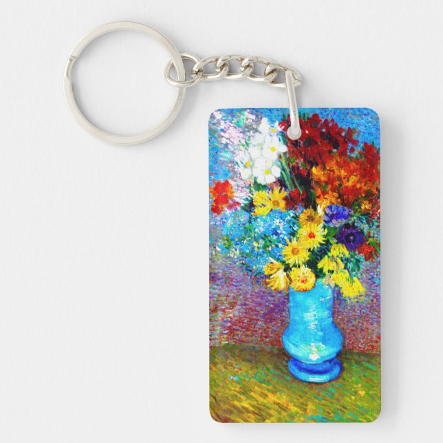 Van Gogh Flowers in a Blue Vase Keychain (Front)