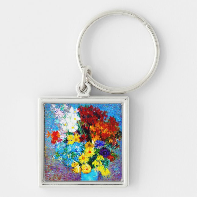 Van Gogh Flowers in a Blue Vase Keychain (Front)