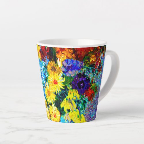 Van Gogh Flowers in a Blue Vase Latte Mug