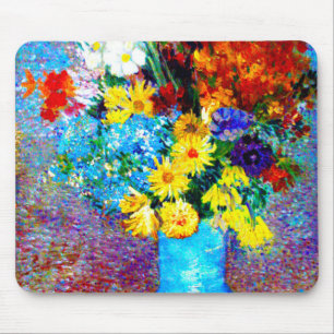 Van Gogh Flowers in a Blue Vase Mouse Pad