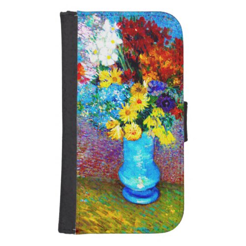 Van Gogh Flowers in a Blue Vase Galaxy S4 Wallet Case