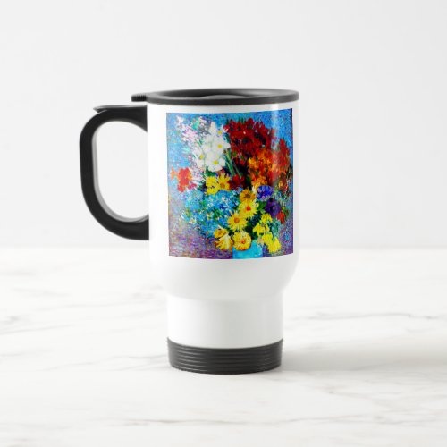 Van Gogh Flowers in a Blue Vase Travel Mug