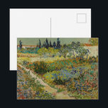 Van Gogh Garden at Arles Floral Impressionist Postcard<br><div class="desc">Garden at Arles (1888) is a breathtaking masterpiece by Vincent van Gogh, created during his most creatively vibrant period in Provence. This painting captures a lush, blossoming garden overflowing with a colorful tapestry of irises, daisies, and varied flora. A winding path leads the viewer’s eye through the textured landscape toward...</div>