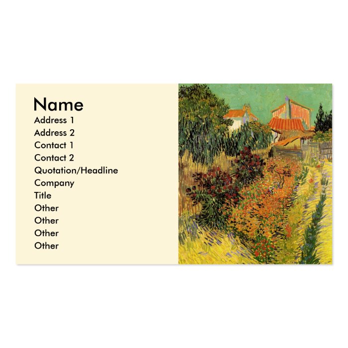 Van Gogh; Garden Behind a House, Vintage Farm Business Cards