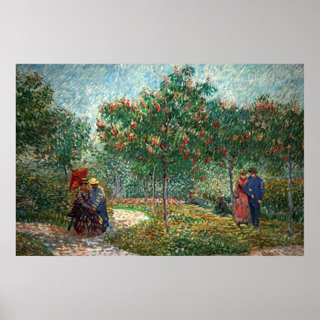 Van Gogh Garden in Montmartre with lovers Poster (Front)
