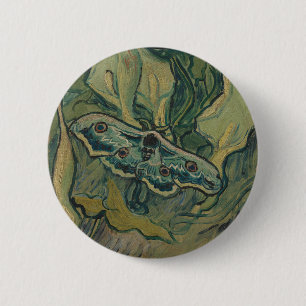 Van Gogh Giant Peacock Moth Vintage Nature ArtVan  Button