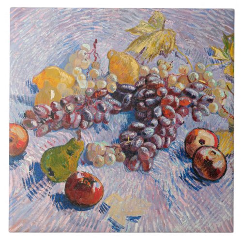 Van Gogh _ Grapes Lemons Pears and Apples Ceramic Tile