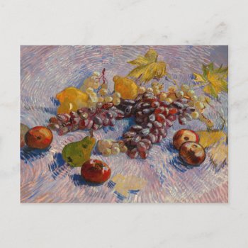 Van Gogh Grapes Lemons Pears Apples Still Life Pos Postcard by lazyrivergreetings at Zazzle